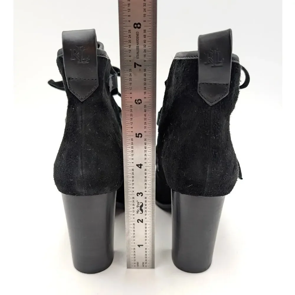 Lauren Ralph Lauren Mabel Lace-Up Dress Booties Women's Black Size US5.5 EU36